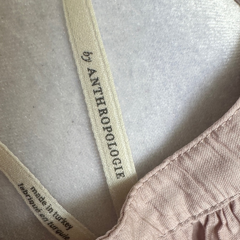 Anthropologie Dusty Pink Ruffled Peplum Blouse - Picture 6 of 9